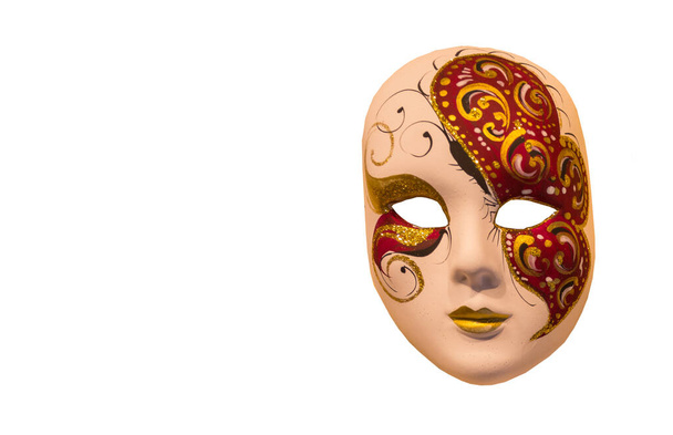 Colorful traditional Venetian mask isolated on white background. - Photo, Image