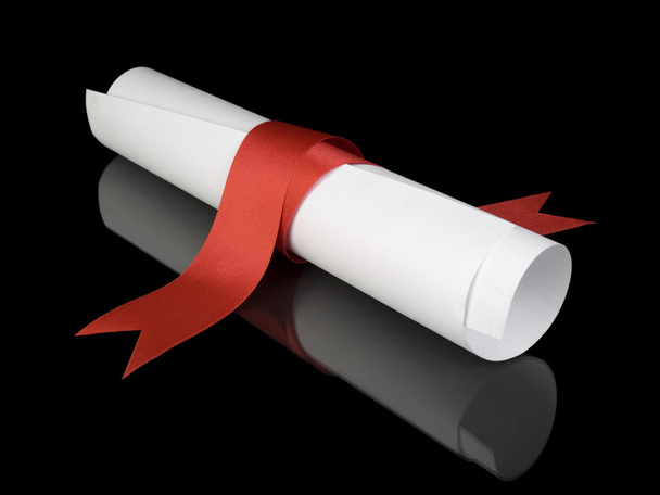 Diploma with red ribbon - Φωτογραφία, εικόνα