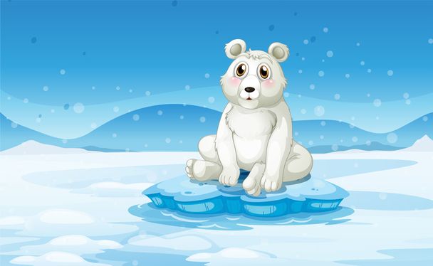 積雪寒冷地のシロクマ - ベクター画像