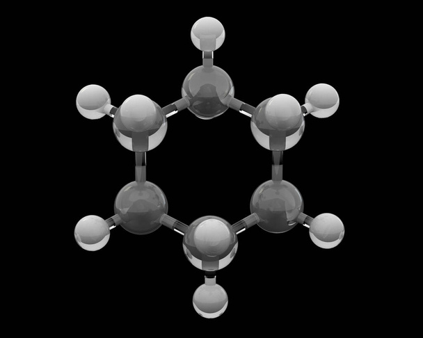 3d glass render of molecule cyclohexane - Photo, Image