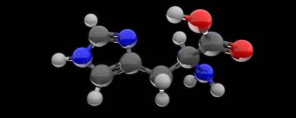 3d struktura szklana cząsteczki histydyny  - Zdjęcie, obraz