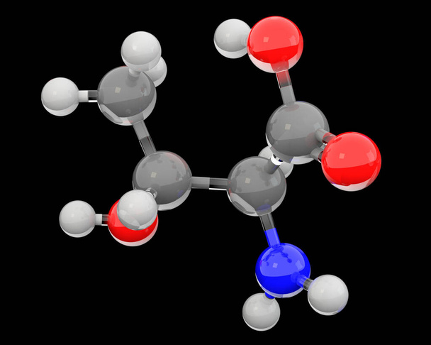 3d üveg valin molekula szerkezete  - Fotó, kép