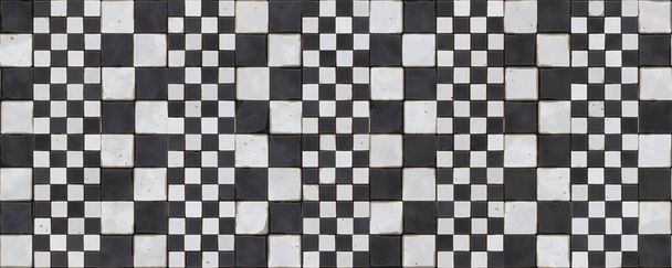 3d materiale senza soluzione di continuità modello pavimento di piastrelle del fumetto bianco e nero - Foto, immagini