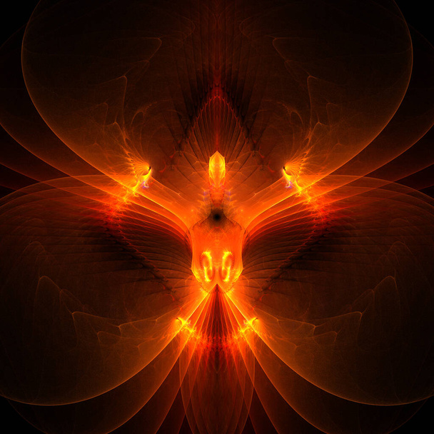 Fractal effect of phoenix bird fire background - Photo, Image