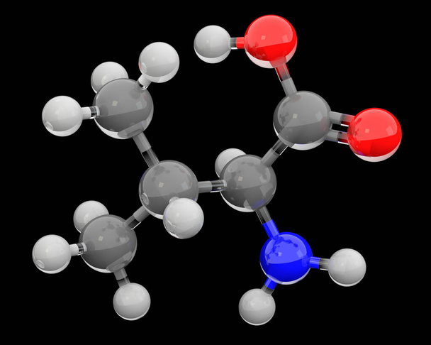 3d γυάλινη δομή μορίων βαλίνης  - Φωτογραφία, εικόνα