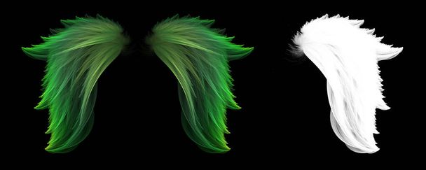 Morbide ali d'angelo piuma verde con maschera di ritaglio - Foto, immagini