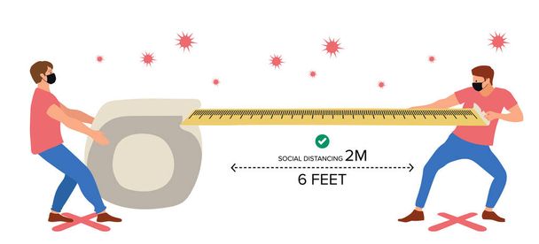 Keeping social distance vector illustration. Coronavirus and safety concept.  - Vector, Image