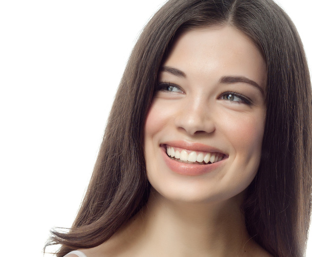 Smiling brunette woman - Фото, изображение