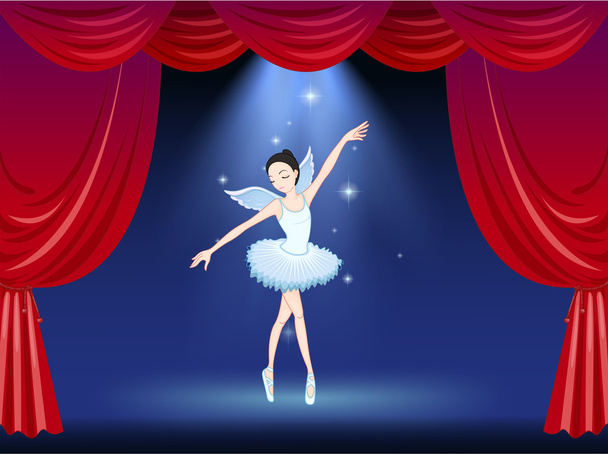 a színpadon, a balerina táncos - Vektor, kép