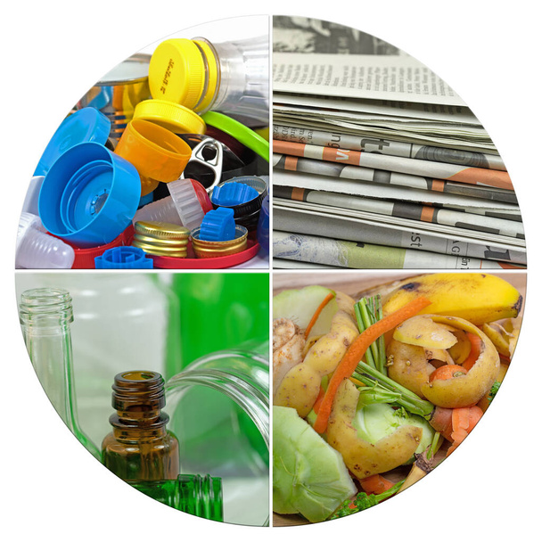 Diferentes residuos domésticos en un collage
 - Foto, imagen