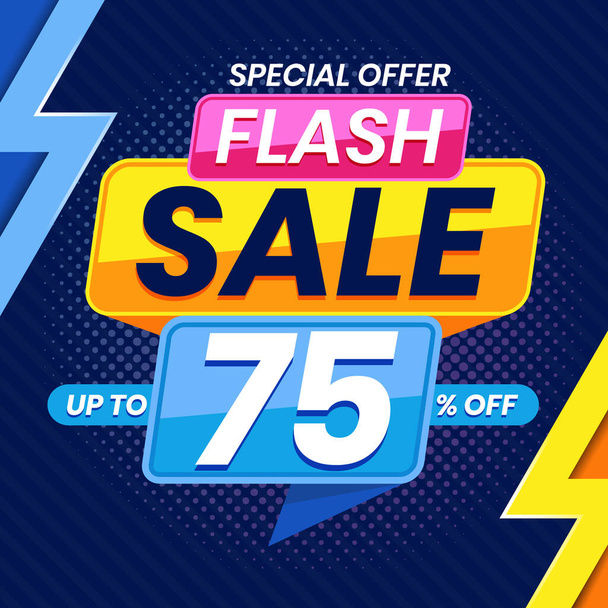 Vector graphic of Modern Colorful Flash Sale 75 Percent Advertising Banner Background. Perfect for Retail, Brochure, Banner, Business, Selling, etc - Vector, Image