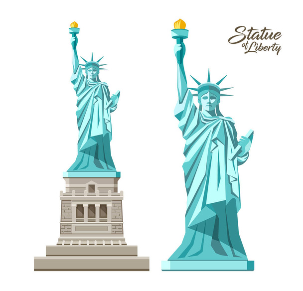 La Statua della Libertà vettore, Libertà Illuminazione del Mondo, negli Stati Uniti, collezione di design isolato su sfondo bianco, illustrazione - Vettoriali, immagini
