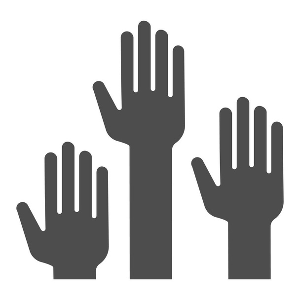 Hands up solid icon, Education concept, erhobene Hände in Luftzeichen auf weißem Hintergrund, erhobene Arme icon im Glyphen-Stil für mobiles Konzept und Webdesign. Vektorgrafik. - Vektor, Bild