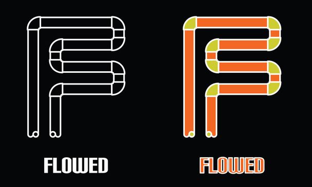 Letter F Initiële Logo in de vorm van Buigbuizen. Geschikt voor bedrijven, bedrijfslogo, kaart, architectuur, water, enz.. - Vector, afbeelding