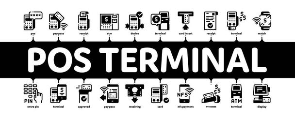 Pos Terminal Device Minimal Infographic Banner Vector - Vektor, obrázek