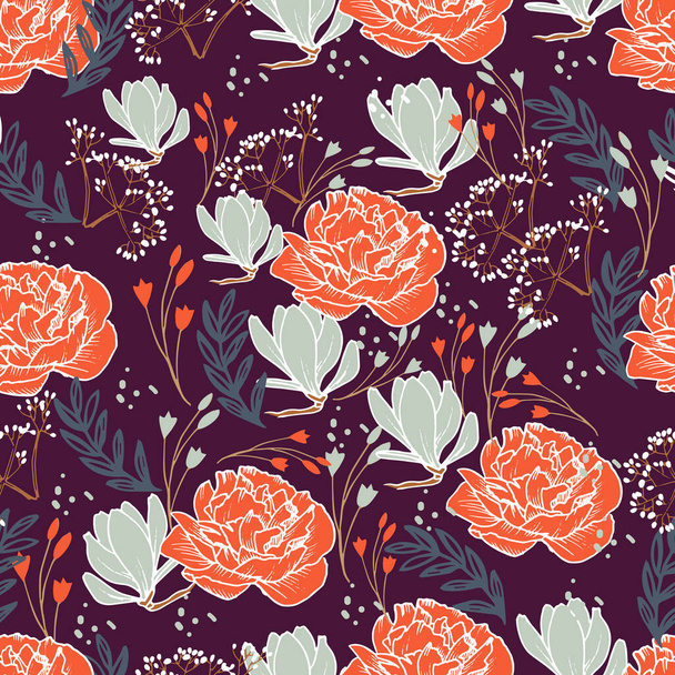 colorful floral background with copy space - Vector, Imagen