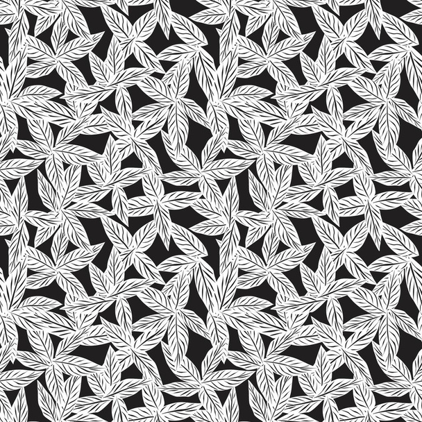 Черно-белый ботанический шаблон Leaf без печати подходит для модных принтов, графики, фоновых изображений и крафтов - Вектор,изображение