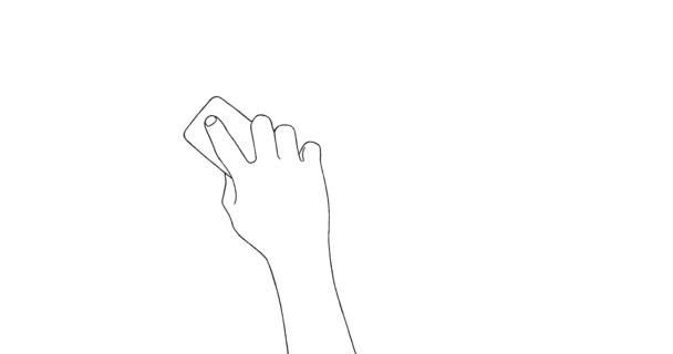 De hand houdt het wisserbord vast en reinigt het lege whiteboard. 2D Animatie concept - Video