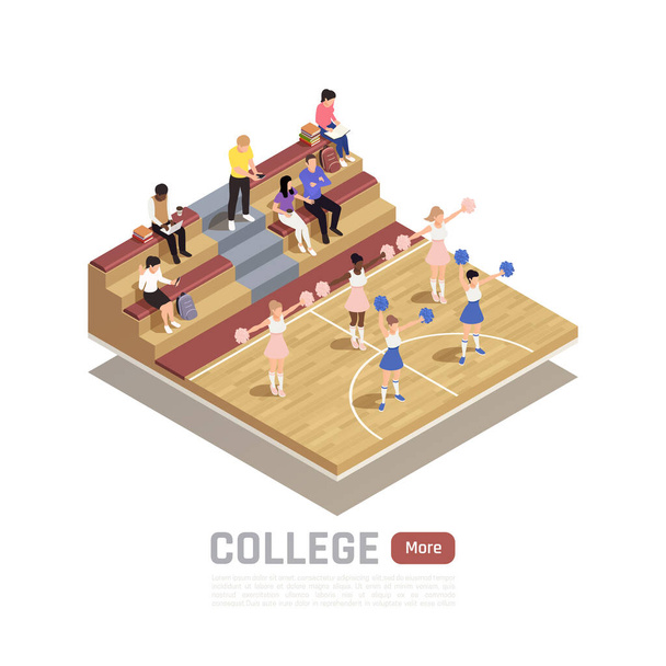 College Gym Isometric Composition - Vector, Image