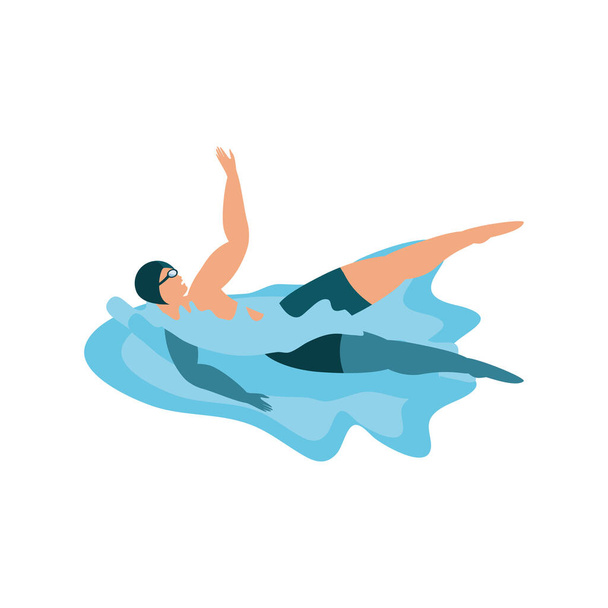 hombre nadador sobre fondo blanco
 - Vector, Imagen