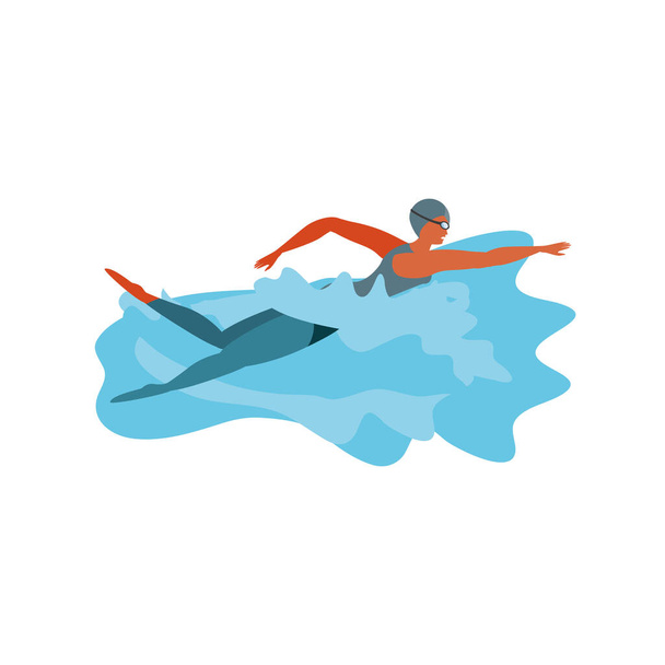 natation homme sur fond blanc - Vecteur, image