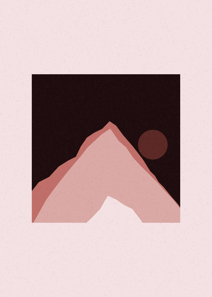 Rose červená barva hory skály silueta umění logo design ilustrace - Vektor, obrázek