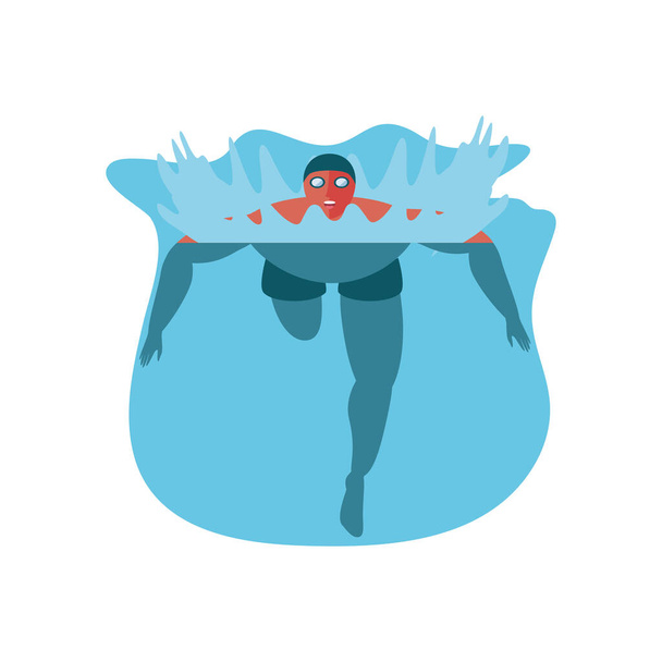 купающийся человек на белом фоне
 - Вектор,изображение