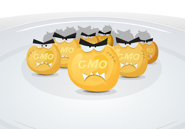 GMO kukuřice zrna v mém talíři - Vektor, obrázek