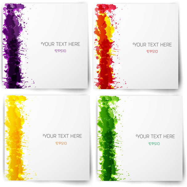 Set of abstract backgrounds with bright grunge splashes in autumn colors. - Φωτογραφία, εικόνα