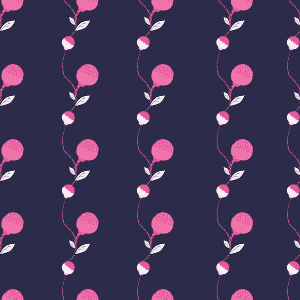 Blue and pink dot flower in the bud repeat pattern print background - Vetor, Imagem