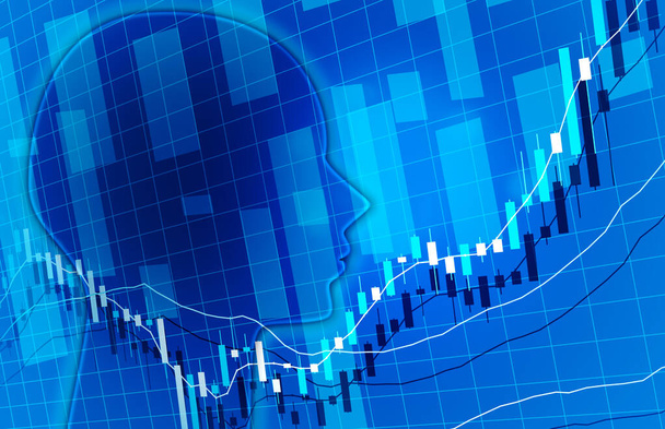 Graf umělé inteligence obchodní prognóza obrázek pozadí modrá barva - Fotografie, Obrázek