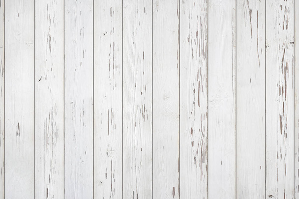 Weathered white wooden background texture. Top view surface of the table. - Photo, Image