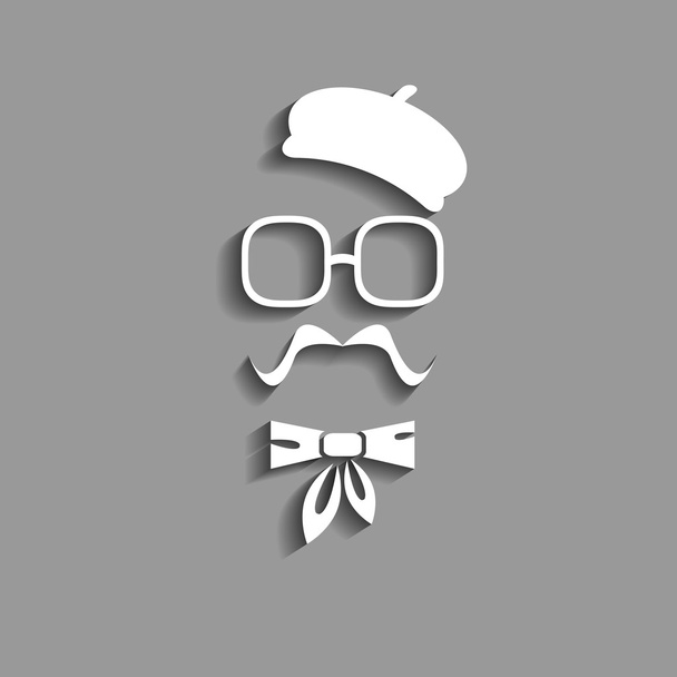 Hipster in baret papier silhouet - Vector, afbeelding