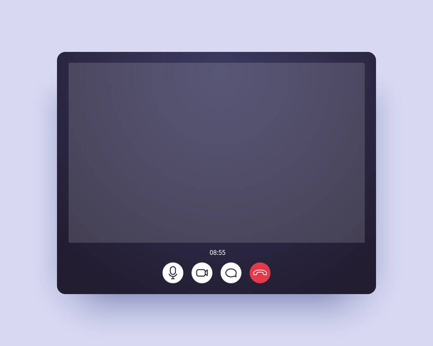Video call screen. Web chat application ui with voice and video icon and blank place for your picture. - Διάνυσμα, εικόνα