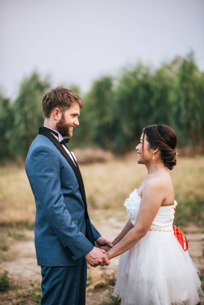 Bride and groom have romance time and happy together  - Photo, Image