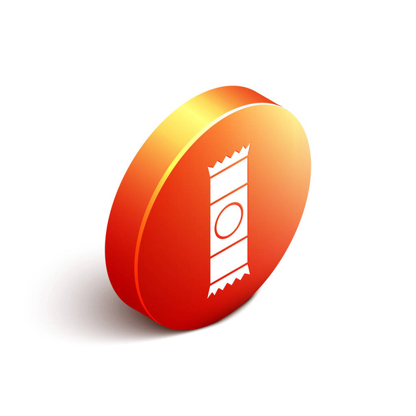 Isométrique icône de barre de chocolat isolé sur fond blanc. Bouton rond orange. Illustration vectorielle. - Vecteur, image