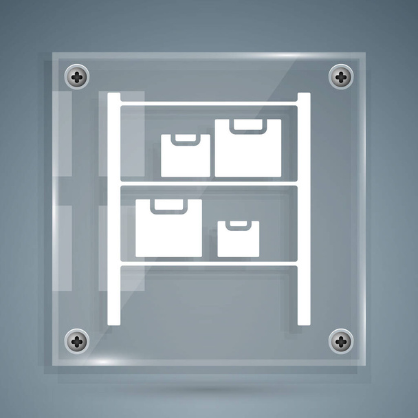 Icône de l'entrepôt blanc isolée sur fond gris. Panneaux carrés en verre. Illustration vectorielle. - Vecteur, image