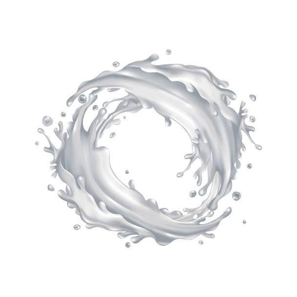 Milk splashes circle on a white background - ベクター画像