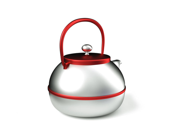 Stylish insulated plastic electric white kettle. 3d illustration, 3d rendering. - Valokuva, kuva