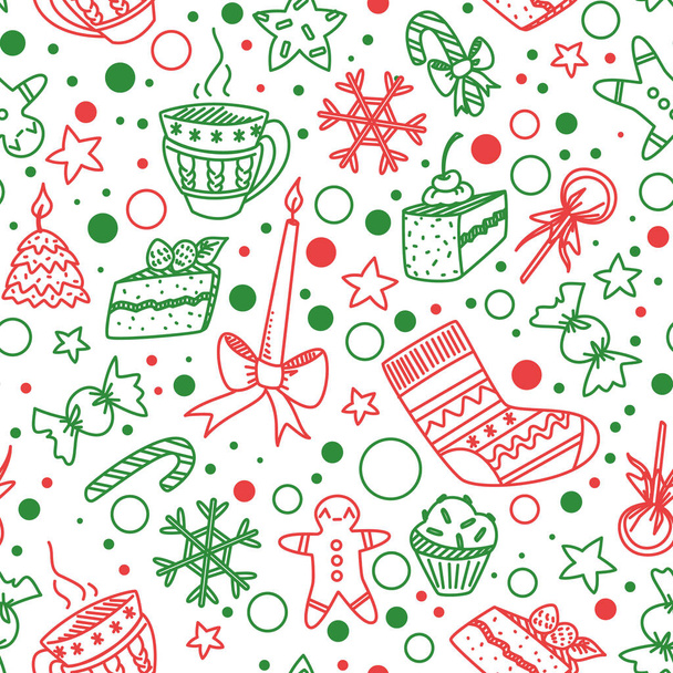 бесшовный рождественский узор, векторная иллюстрация - Вектор,изображение
