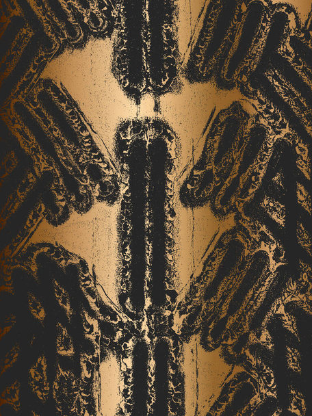 Détresse vieille rouille dorée pelée, texture vectorielle en métal rayé avec de la peinture fissurée. Illustration EPS8. Fond grunge noir et blanc. - Vecteur, image