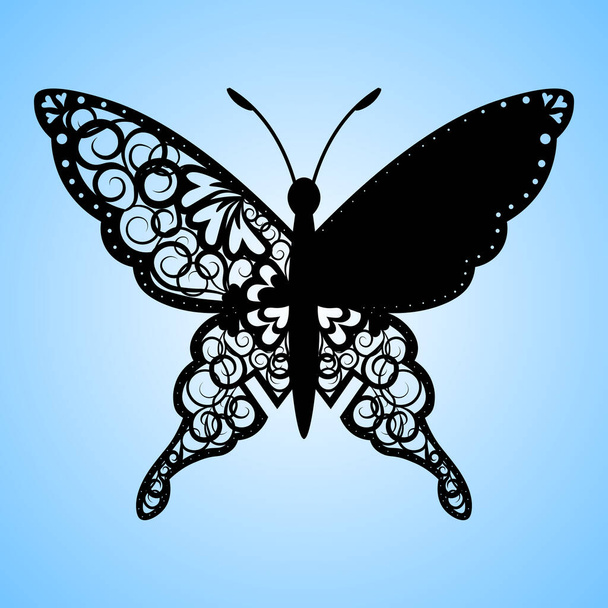 vector mariposa recorte, Láser corte boda lugar tarjeta, tarjeta decorativa. papel negro
 - Vector, imagen
