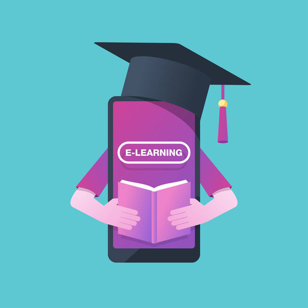 E-learning - on-line vzdělávací program pro studenty - Vektor, obrázek