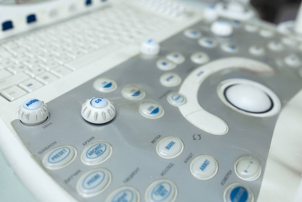 Ultrasound scanner and buttons closeup. Ultrasound sensors. - Photo, Image