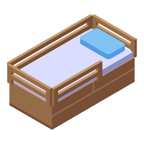 Kid wood bed icon, isometric style - Vetor, Imagem