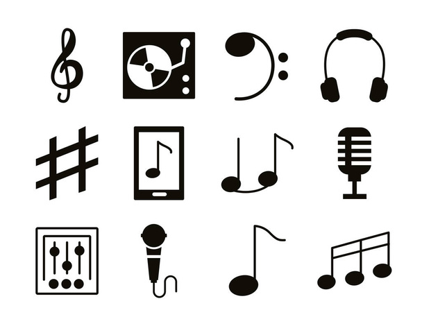 bundle of music set icons - Vektor, Bild