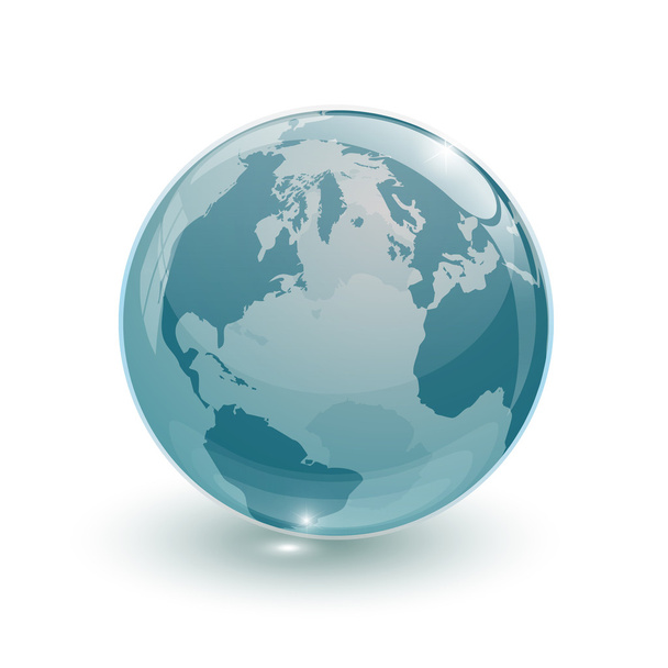 globo de vidrio mapa de la tierra 3d azul
 - Vector, imagen