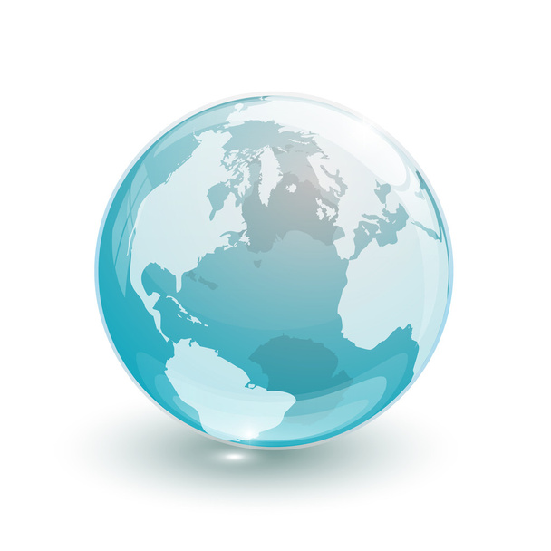 globo de vidro mapa terra 3d cristal azul
 - Vetor, Imagem