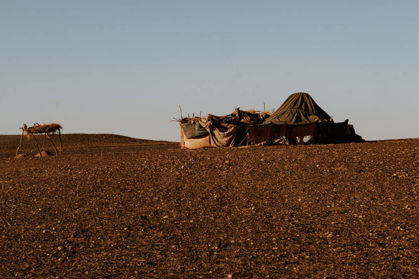 Maroko - 28. září 2019: Krásná pouštní scenérie v Merzouga, Maroko - Fotografie, Obrázek