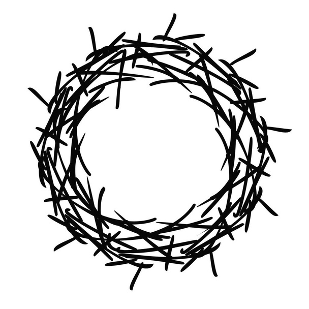okrągły krawędź wektor ilustracji. Korona cierniowa. Symbol Wielkanocy. Symbol religijny chrześcijan  - Wektor, obraz